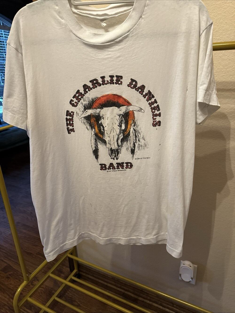 Vintage 1988 Charlie Daniels Band Tour Shirt 80s Country Rock Skull Tee White L